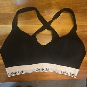 Calvin Klein Modern Cotton Padded Bra Black Bralette Size XL